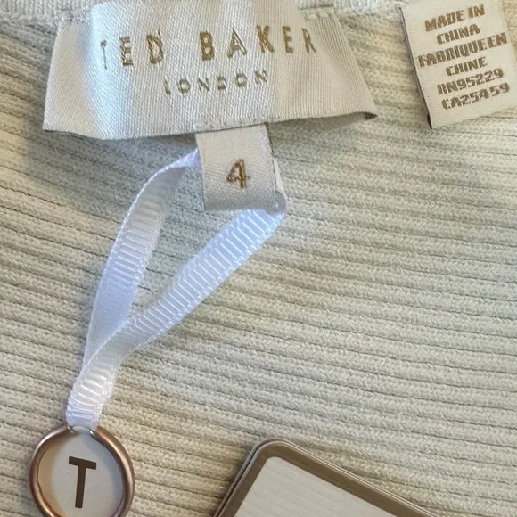 TED BAKER white/ivory asymmetric one shoulder pleated midi dress size 4 (12) NWT - Picture 11 of 12